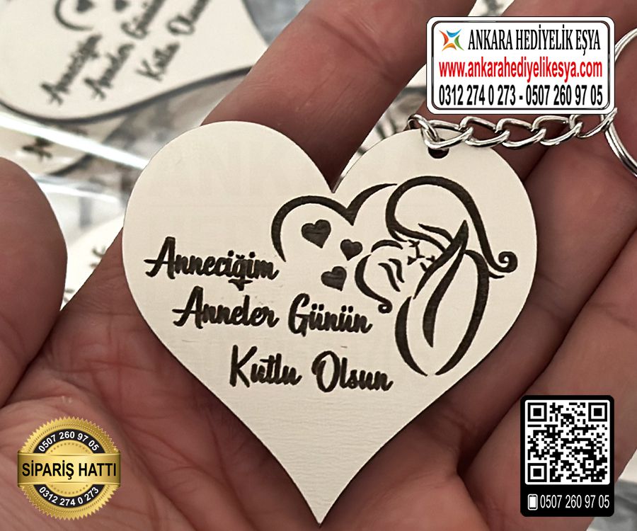 Anneler Günü Kalpli Anahtarlık (Toptan)