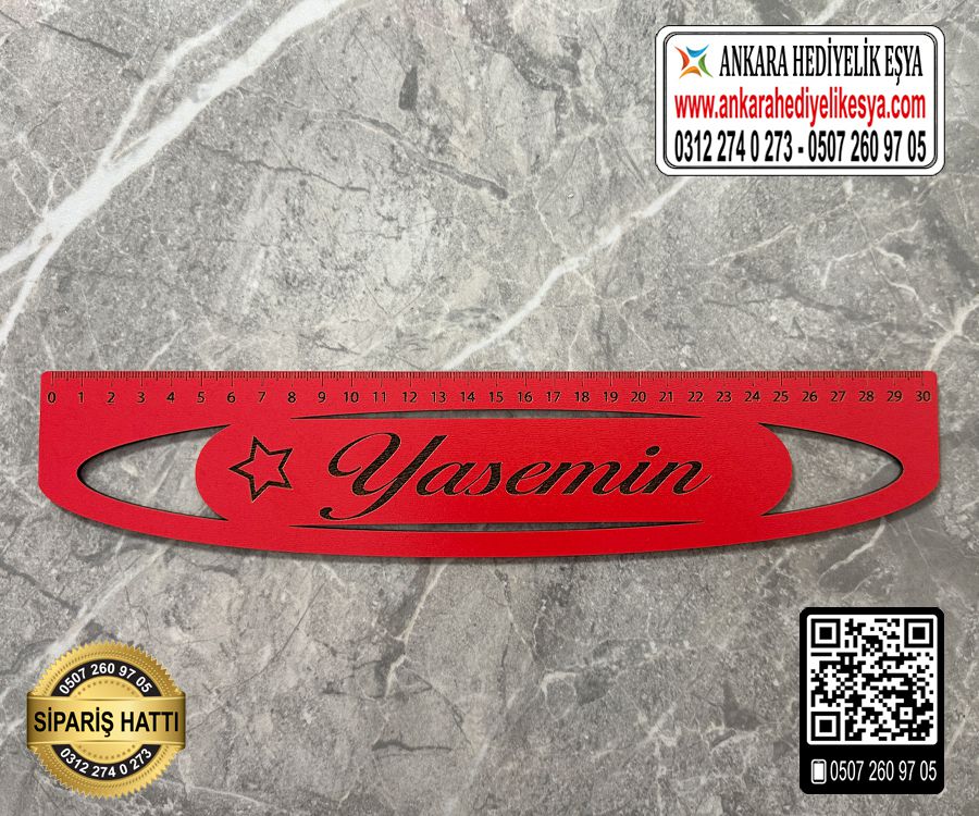 30 cm Ahşap İsimli Cetvel - Toptan