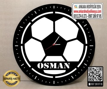 Futbol Topu Temalı Duvar Saati - Siyah Beyaz