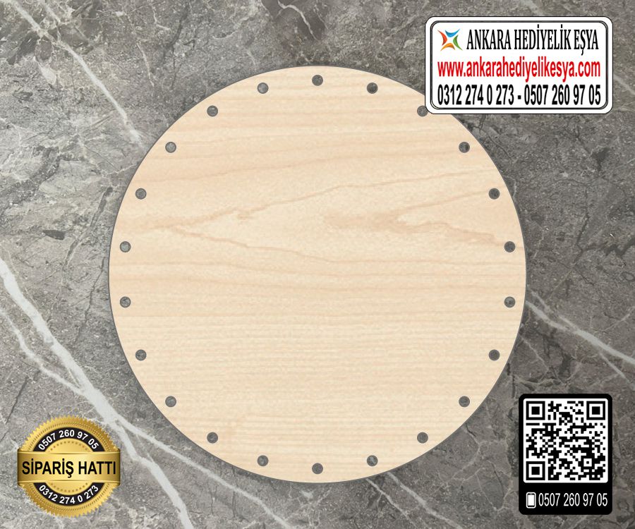 Daire Akçaağaç Kağıt Çubuk Tabanı - 25 cm