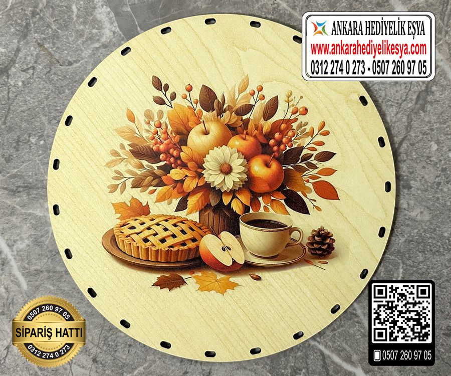 Baskılı Daire Rattan Taban - Model-13