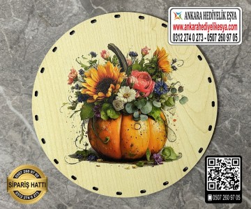 Baskılı Daire Rattan Taban - Model-15