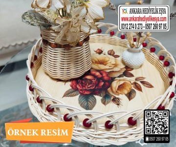 Baskılı Daire Rattan Taban - Model-17
