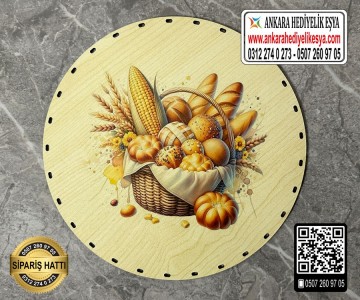 Baskılı Daire Rattan Taban - Model-29