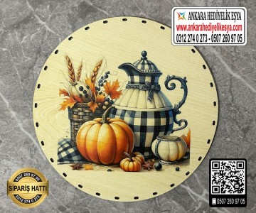 Baskılı Daire Rattan Taban - Model-30