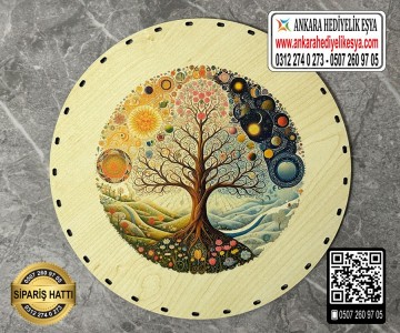 Baskılı Daire Rattan Taban - Model-32