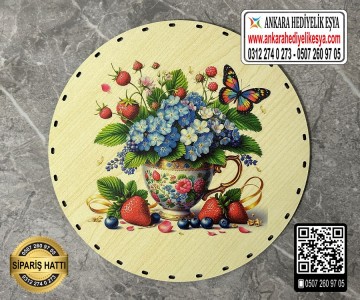 Baskılı Daire Rattan Taban - Model-36