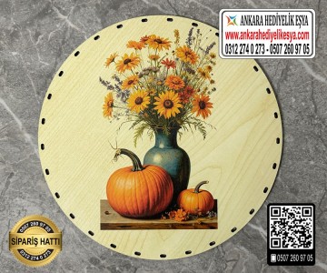 Baskılı Daire Rattan Taban - Model-41