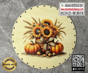 Baskılı Daire Rattan Taban - Model-5