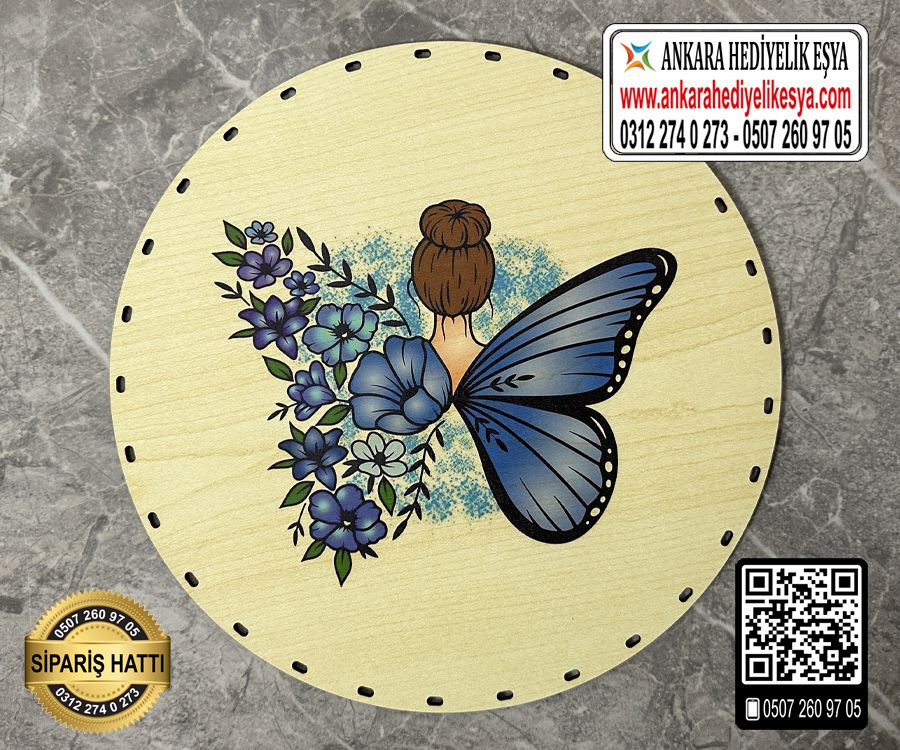 Baskılı Daire Rattan Taban - Model-56