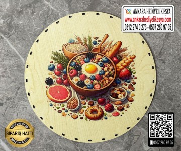 Baskılı Daire Rattan Taban - Model-61