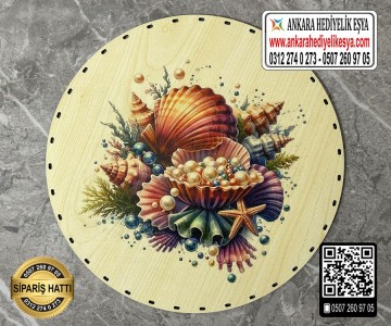 Baskılı Daire Rattan Taban - Model-64