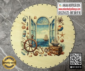 Baskılı Daire Rattan Taban - Model-65