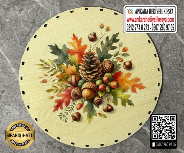 Baskılı Daire Rattan Taban - Model-71