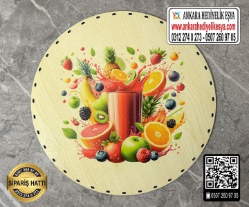 Baskılı Daire Rattan Taban - Model-8