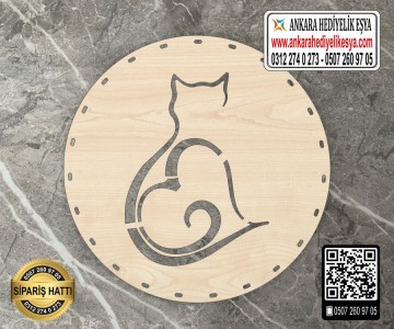 Kedi Rattan Kapı Süsü - 15 cm