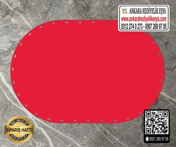 Rattan Kırmızı Renk Oval Taban - 20x10 cm
