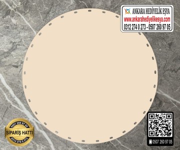 Rattan Krem Renk Daire Taban - 10 cm