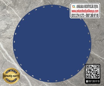 Rattan Lacivert Renk Daire Taban - 10 cm