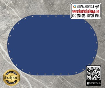 Rattan Lacivert Renk Oval Taban - 20x10 cm