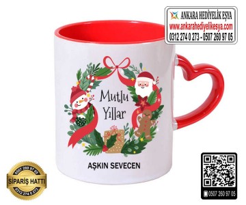 Yeni Yıl Kalp Kupa Bardak - 16