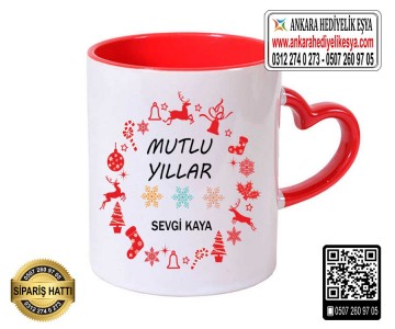 Yeni Yıl Kalp Kupa Bardak - 19