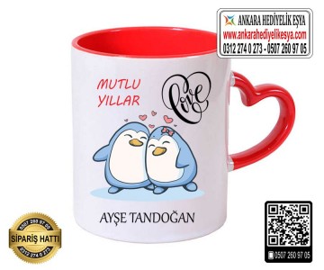 Yeni Yıl Kalp Kupa Bardak - 3