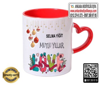 Yeni Yıl Kalp Kupa Bardak - 7