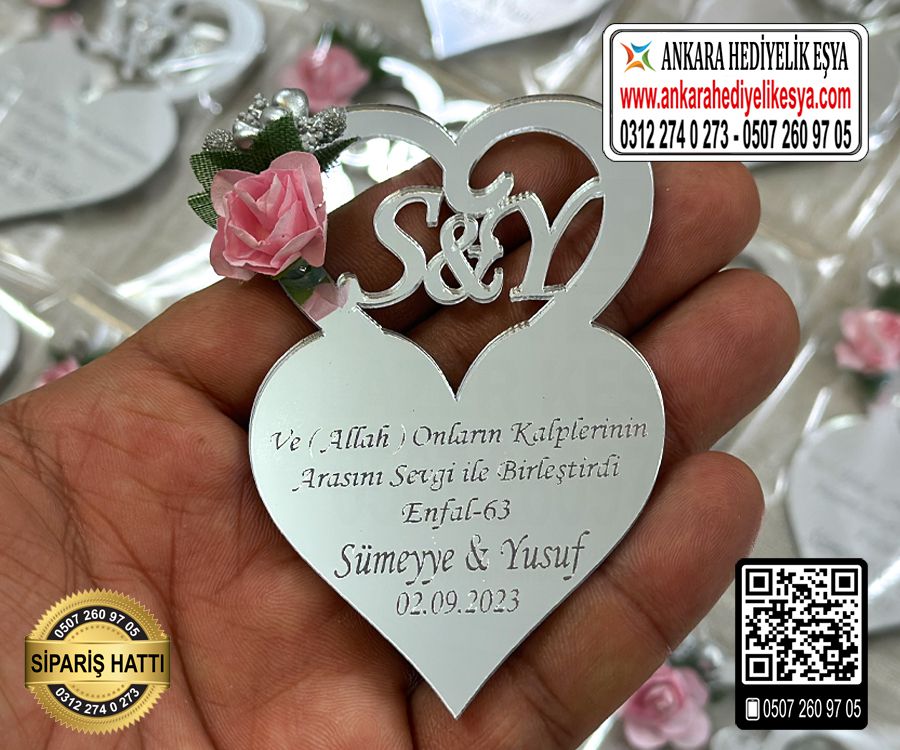 Çift Kalpli Pleksi Magnet