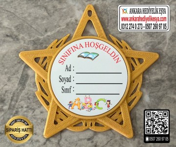 Yıldız Şeklinde Sınıfına Hoşgeldin Rozeti -4