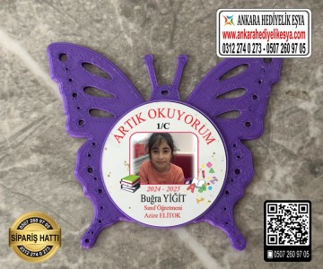 Kelebek Resimli Okuyorum Rozeti -3