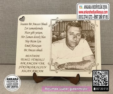 Amcaya Ahşap Resim Hediye