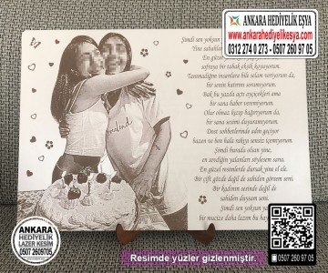 Ahşaba Şiirli Resim Gravür