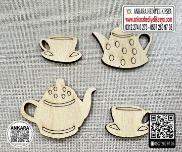 Demlik Fincan Ahşap Obje