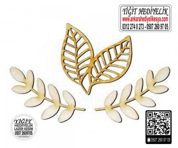 Yaprak ve Dal Ahşap Obje