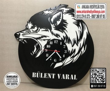 Kurt Kafası Ahşap Saat