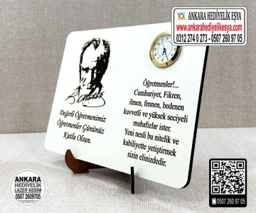 Öğretmenler Gününe Özel Saatli Masa Süsü