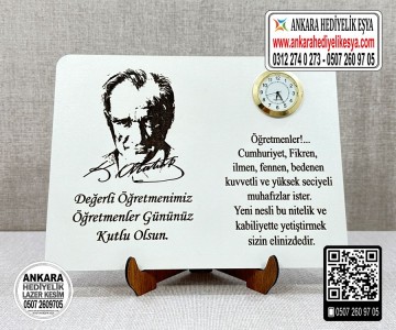 Öğretmenler Gününe Özel Saatli Masa Süsü