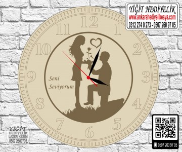 Evlilik Teklifi Ahşap Saat