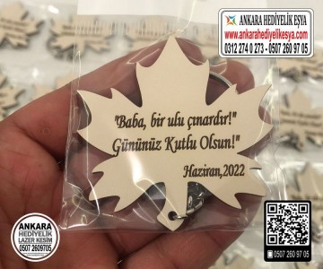 Çınar Yaprağı Babalara Özel Anahtarlık