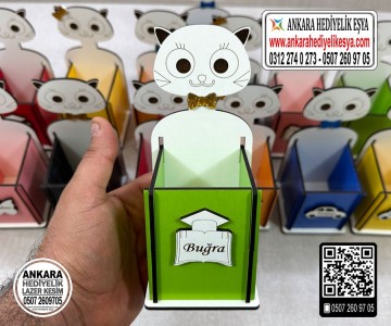 Mezuniyet Hediyesi Kedili Kalemlik