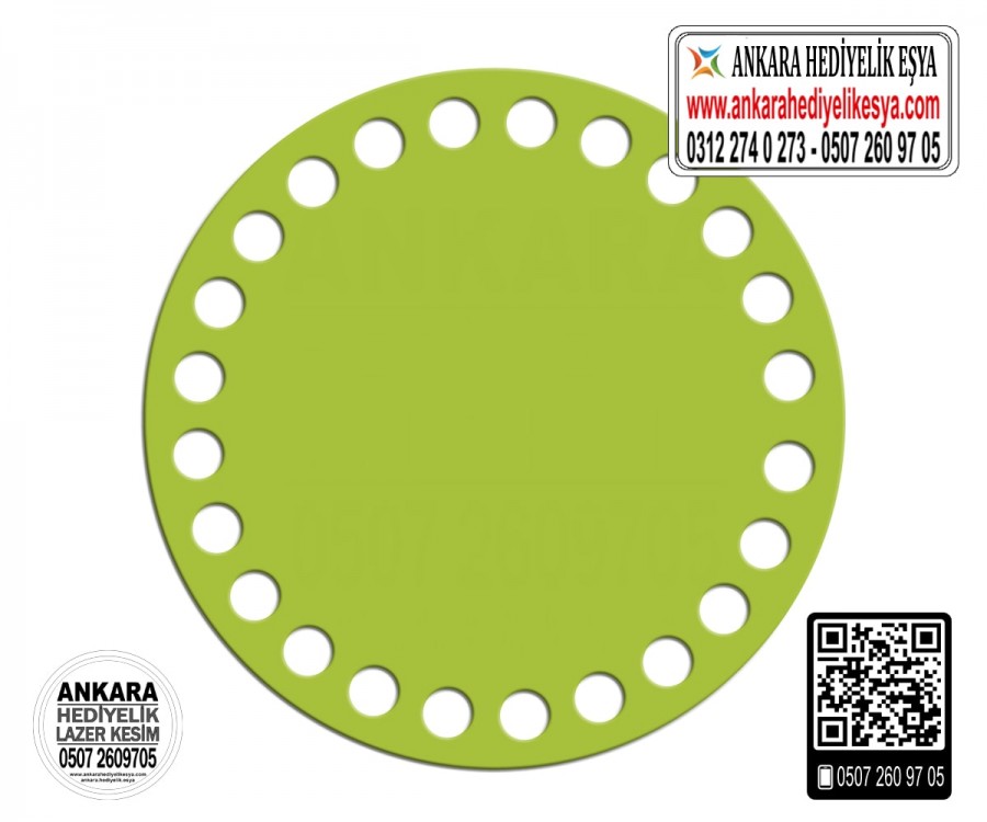 Delikli Yeşil Daire Bardak Altlığı
