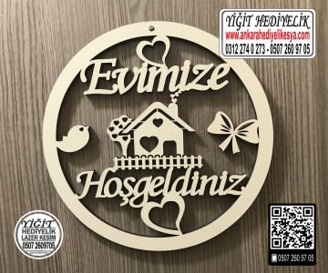 Hoşgeldiniz Ahşap Kapı Süsü