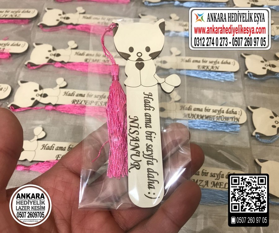 Öğretmenden Öğrencilere Kedili Kitap Ayracı ( En Az 15 Adet )