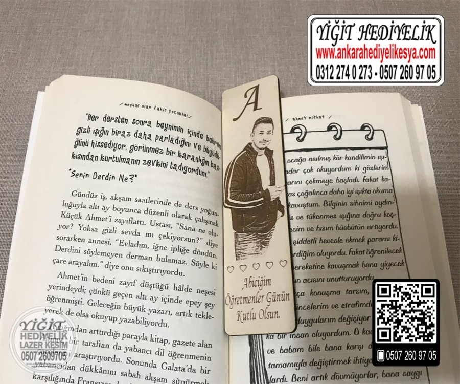 Ahşap Resimli Kitap Ayracı