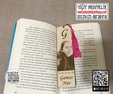 Ahşap Resimli Kitap Ayracı