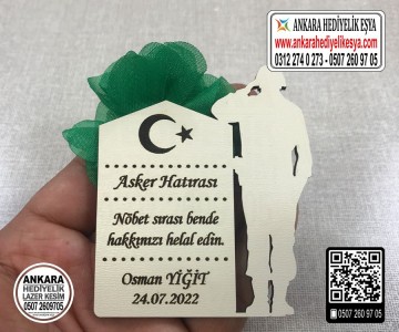 Asker Hatırası Ahşap Magnet - 11