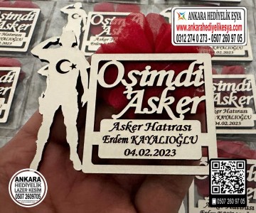 Asker Hatırası Ahşap Magnet 
