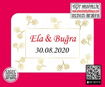 Ahşap Düğün, Nişan Söz Magneti - Model 4