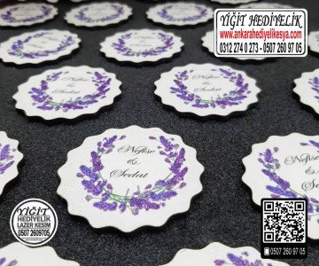 Ahşap Düğün, Nişan Söz Magneti - Model 8